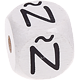 Cubes à lettres gravées – blancs, 10 mm – Espagnol : Ñ
