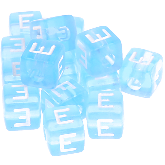 580 Dadi in plastica azzurra – Lettera E (0,5 Kg)
