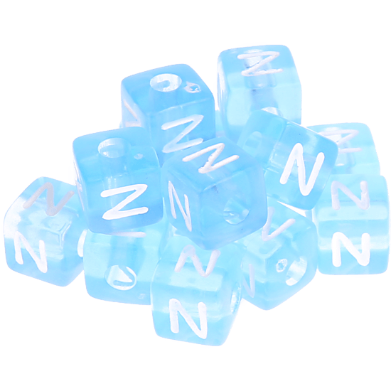 0,5 kg – 580 Cubos acrílicos azules – Letra "N"