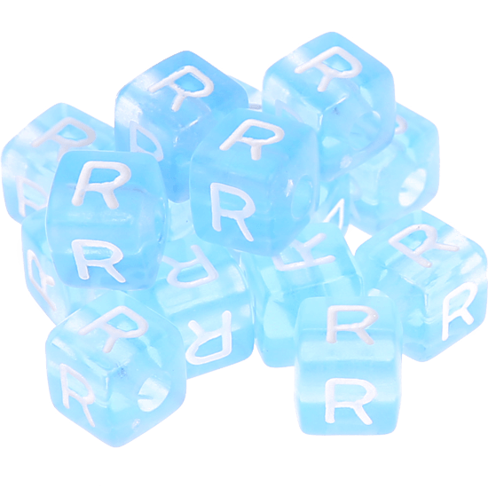 0,5 kg – 580 Cubos acrílicos azules – Letra "R"