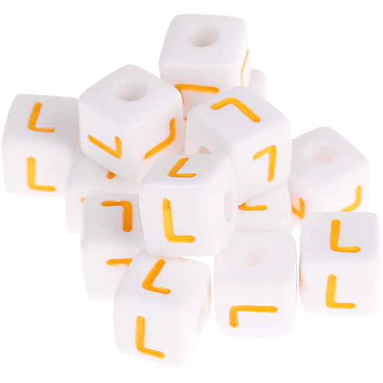 0,5 кг – 580 пластмассовых кубиков с желтой буквой – L