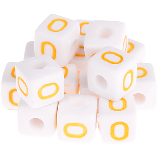 0,5 kg – 580 Kunststoff-Buchstabenwürfel, bunt – O – gelb