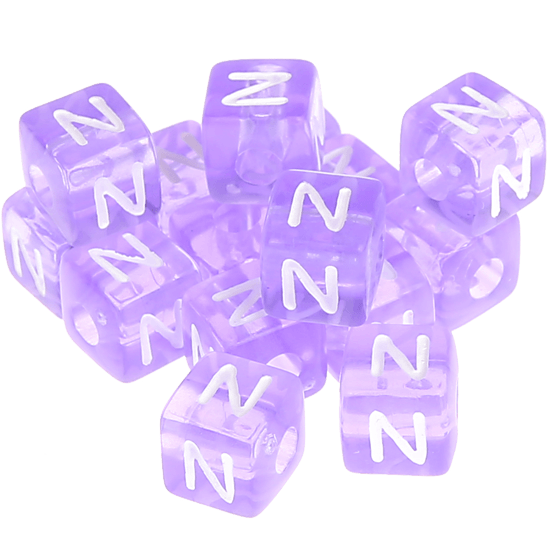 0,5 кг – 580 пластмассовых кубиков с буквой N радужные в фиолет