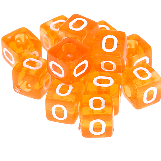 580 Dadi in plastica arancione arcobaleno – Lettera O (0,5 Kg)