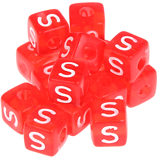 0,5 кг – 580 пластмассовых кубиков с буквой S радужные в красно