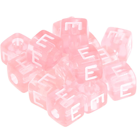 0,5kg – 580 roze kunststof letterblokjes letter –E–