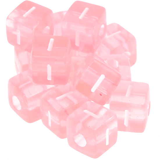 0,5 kg – 580 Cubos acrílicos rosados – Letra "I"
