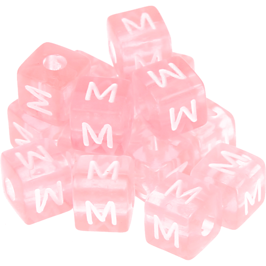 0,5 кг – 580 пластмассовых розовых кубиков с буквой– M