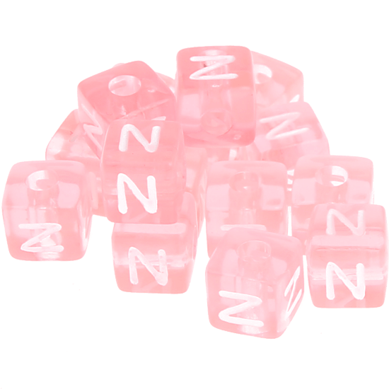 0,5 kg – 580 Cubos acrílicos rosados – Letra "N"