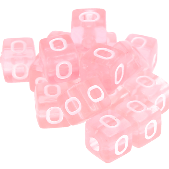 0,5 kg – 580 Cubos acrílicos rosados – Letra "O"