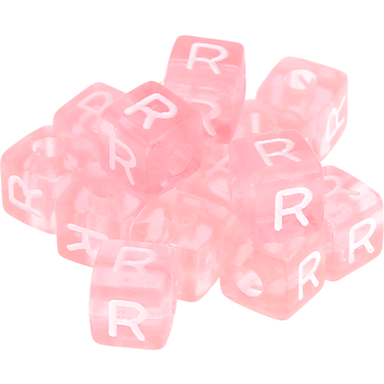 0,5kg – 580 Dados rosa de plástico com a letra R