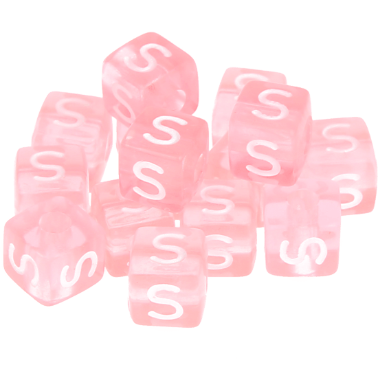0,5kg – 580 Dados rosa de plástico com a letra S