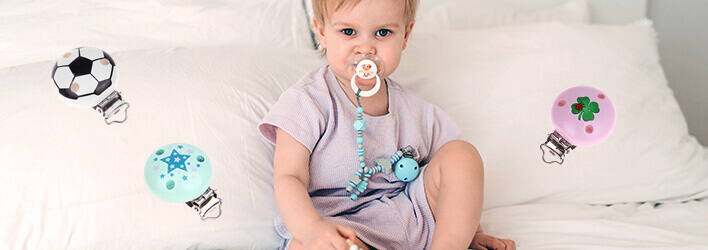 motif clips for pacifier chains with pictures