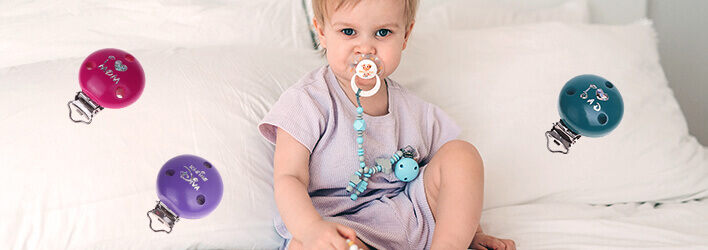 clips with glitter foil for pacifier chains