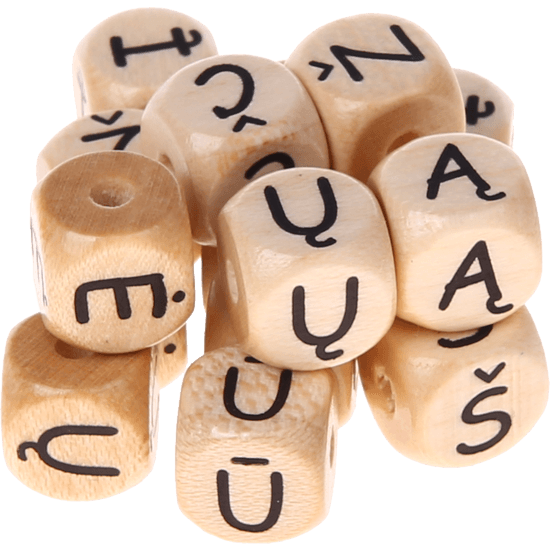 Geprägte Buchstabenwürfel, 10 mm – Litauisch