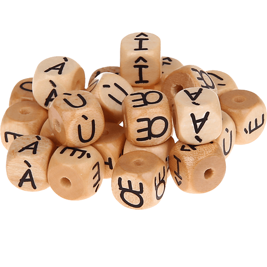 Cubos com letras em relevo, de 10 mm - Francês