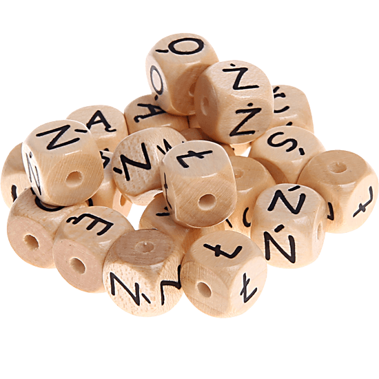 Cubos com letras em relevo, de 10 mm – Polaco