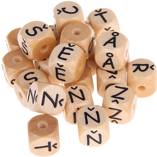 Geprägte Buchstabenwürfel, 10 mm – Tschechisch