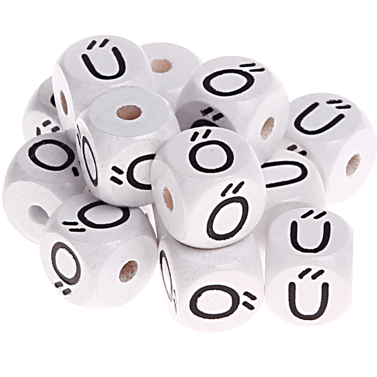 Bílé ražené kostky s písmenky 10 mm – maďarština