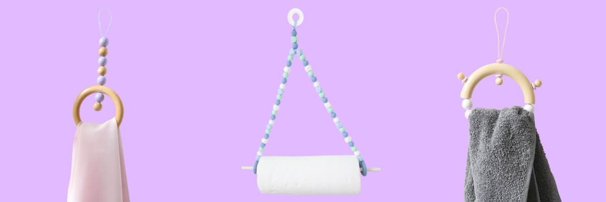Varianten Perlen-Wandhalterung/Perlenhalter für Handtuch, Küchenrolle, Tuch, Schal