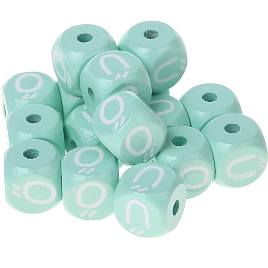 Cubos con letras en relieve de 10 mm en color menta en húngaro