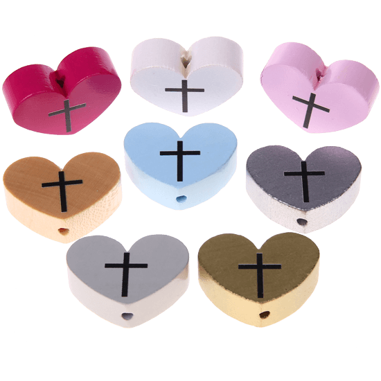 Perles avec motifs – coeur avec croix