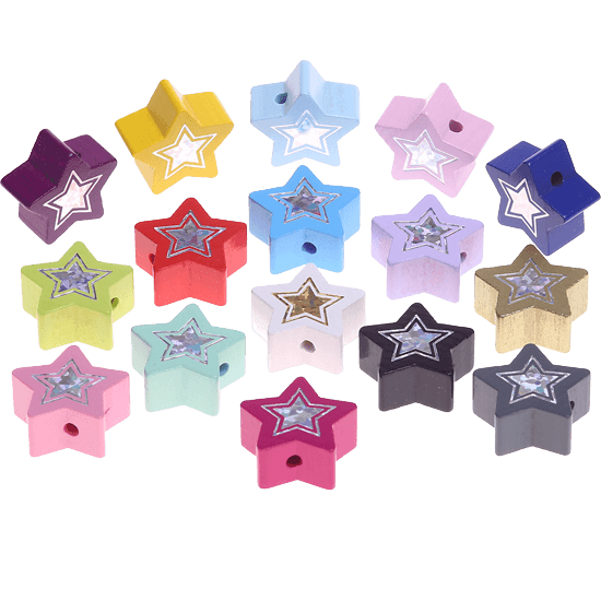 motif bead – star with glitter foil