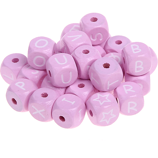 Cubos em rosa com letras em relevo, de 10 mm