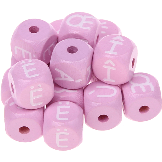 Rosa, Ggeprägte Buchstabenwürfel, 10 mm – Französisch