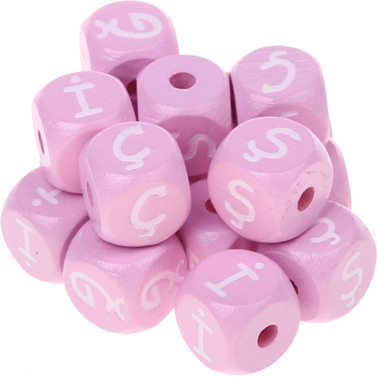 pastel pink embossed letter cubes, 10 mm – Turkish