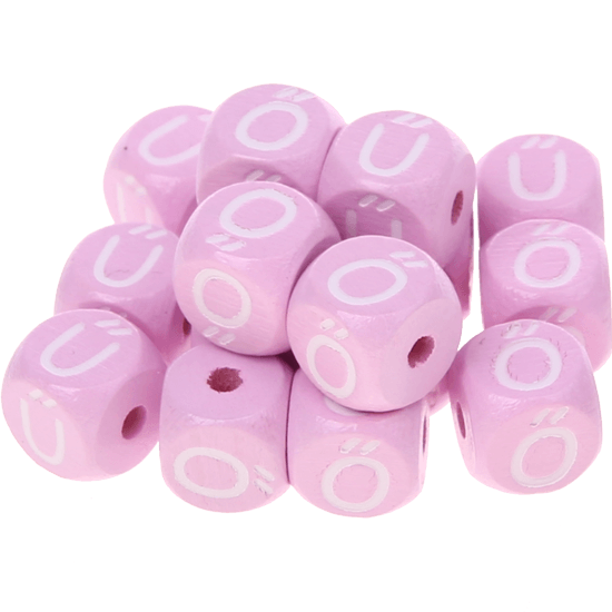Růžové ražené kostky s písmenky 10 mm – maďarština