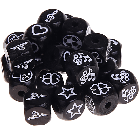 Černé ražené kostky s písmenky 10 mm – obrázky