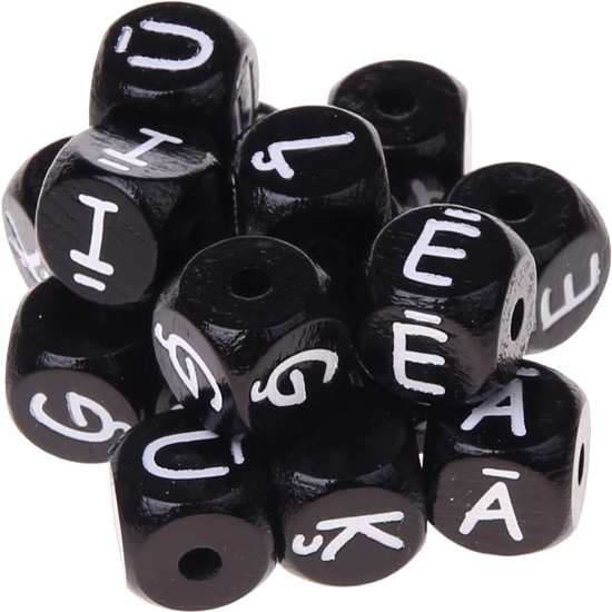 Schwarze, geprägte Buchstabenwürfel, 10 mm – Polnisch