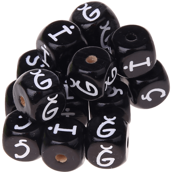 Cubos con letras en relieve de 10 mm en color negro en turco