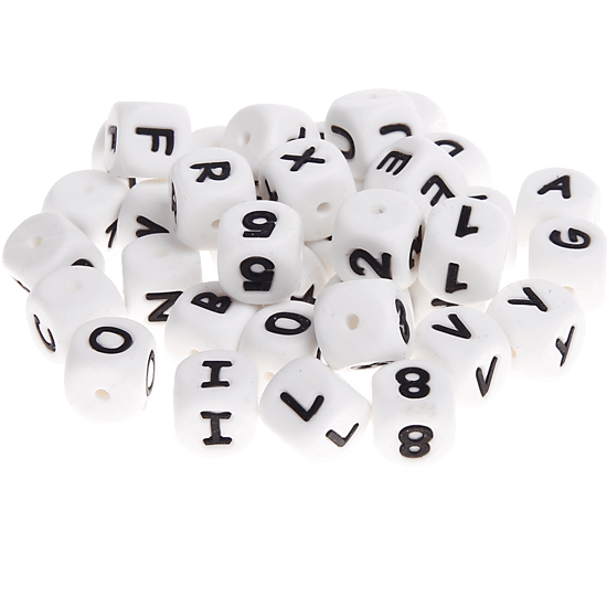 Weiße Silikon-Buchstabenwürfel, 12 mm