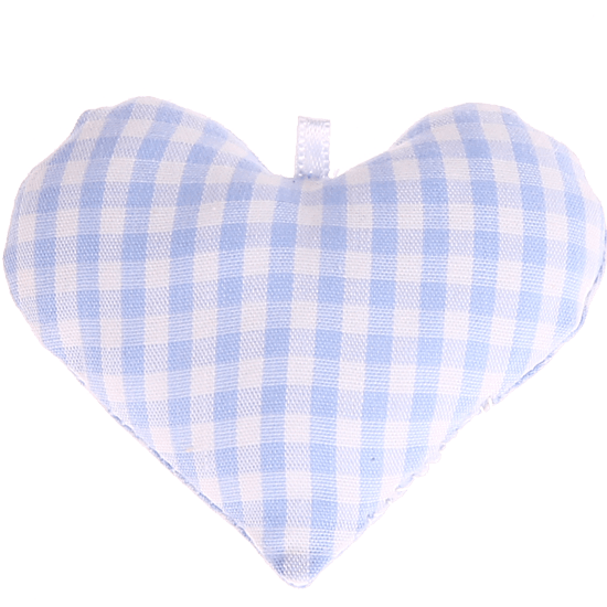Cœur en tissu à damiers bleu tendre