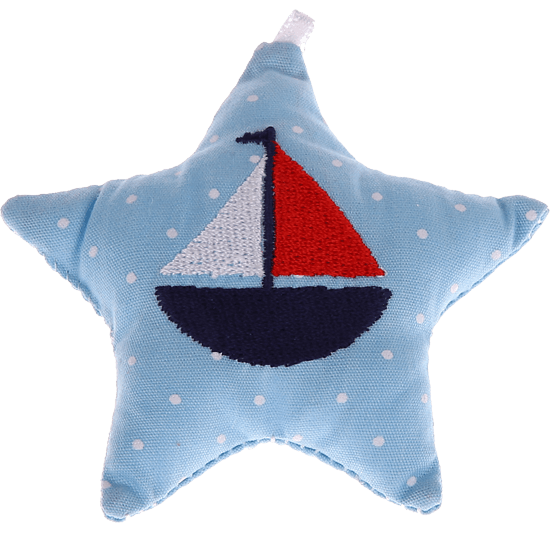 Звезда из ткани нежно-голубая в лодка