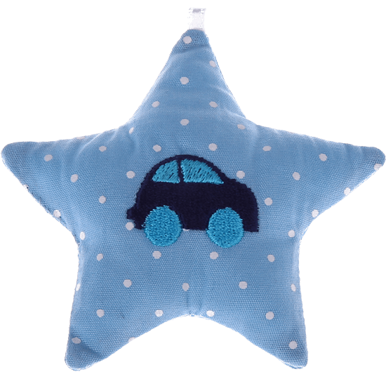 Stoffen ster babyblauw auto