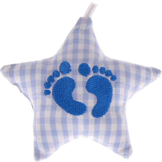 Stoffen ster lichtblauw babyvoet in blauw