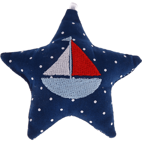 Textile star – dark blue, boat