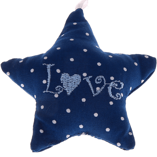 Estrella de tela azul marino "Love"